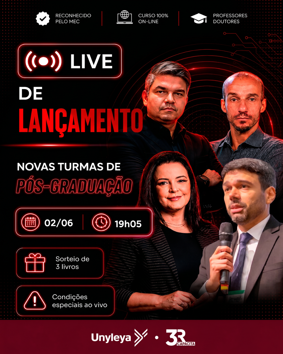Post social media live de lançamento Unyleya